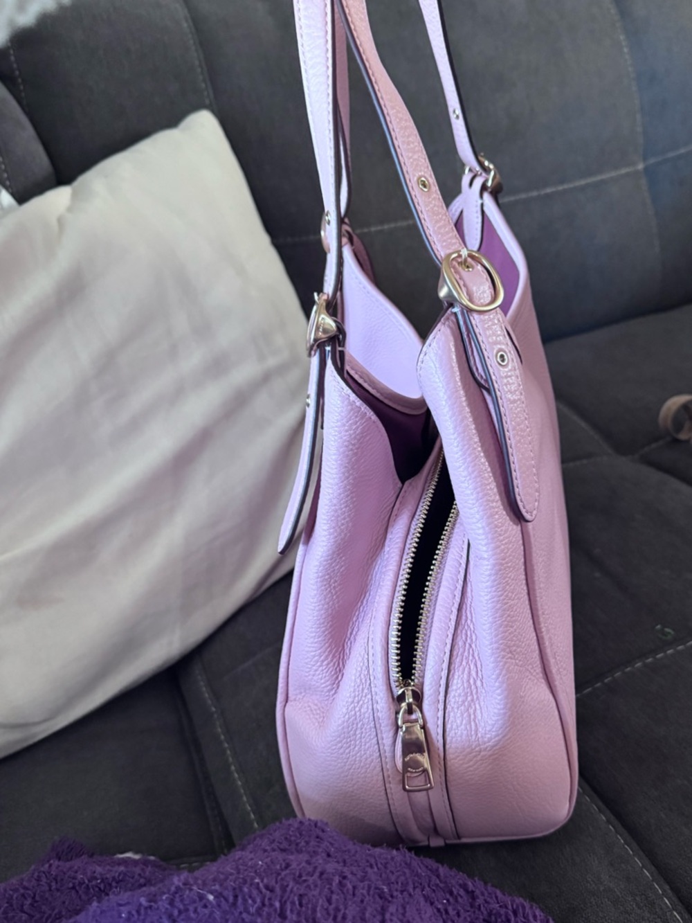 Coach Pink Pebbled Leather Double-Handle Shoulder Bag - Picture 4 of 7